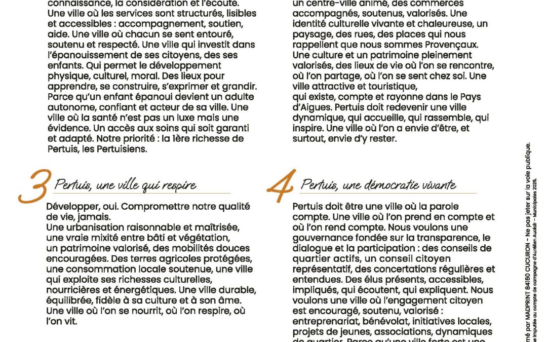 Les 4 Piliers de notre vision pour Pertuis